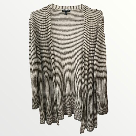 Eileen Fisher Open Front Cardigan Black and white Size SP EUC - Picture 1 of 3